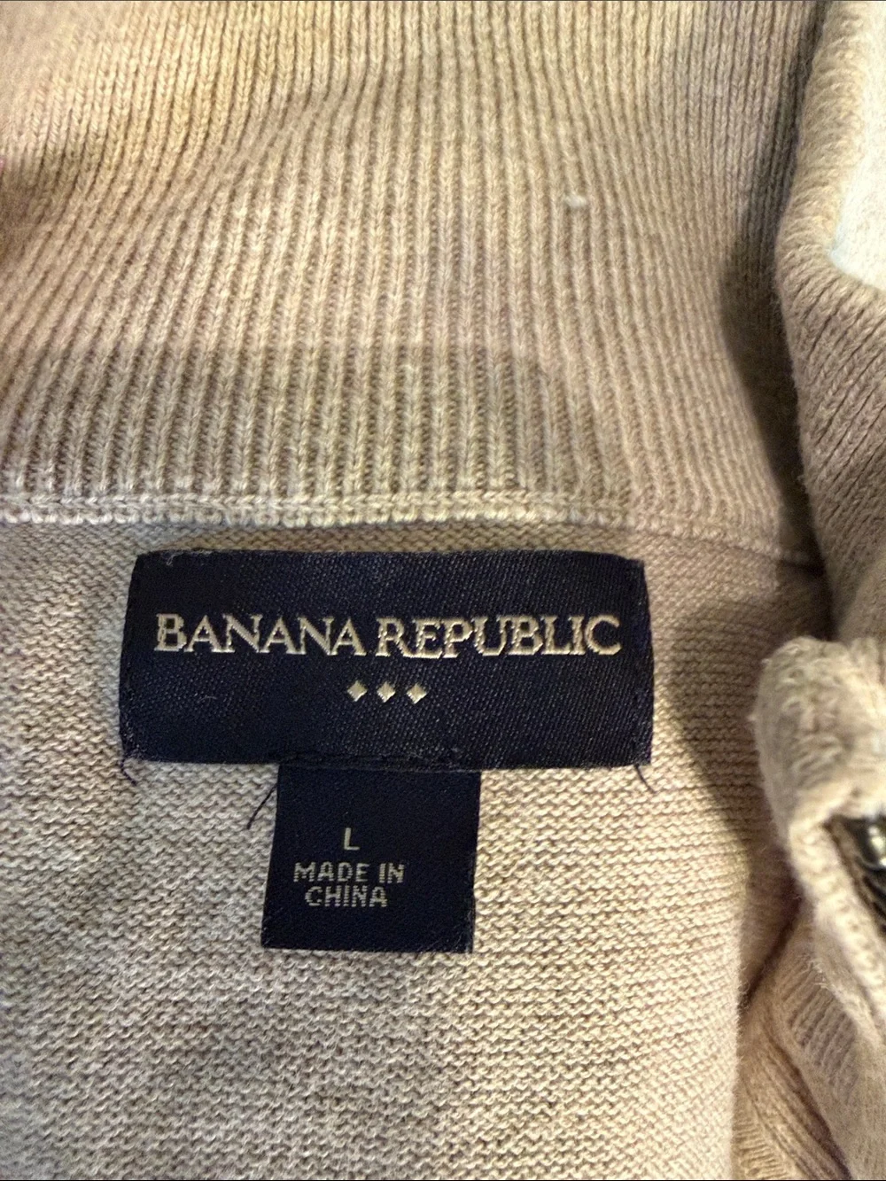 Banana Republic Men's Full-Zip Sweater in Light Taupe